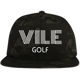 VILE Embroidered Flat Bill High-Profile Snapback Hat