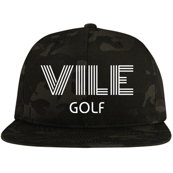 VILE Embroidered Flat Bill High-Profile Snapback Hat