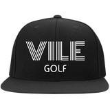 VILE Embroidered Flat Bill High-Profile Snapback Hat