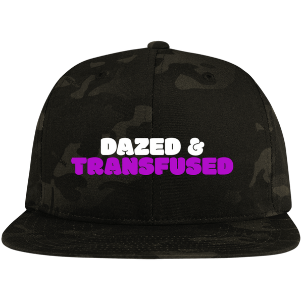 DAZED & TRANSFUSED Embroidered Flat Bill High-Profile Snapback Hat