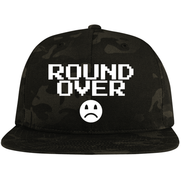 ROUND OVER Embroidered Flat Bill High-Profile Snapback Hat