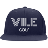 VILE Embroidered Flat Bill High-Profile Snapback Hat