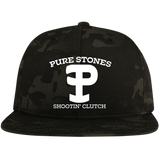 Pure Stones Embroidered Flat Bill High-Profile Snapback Hat