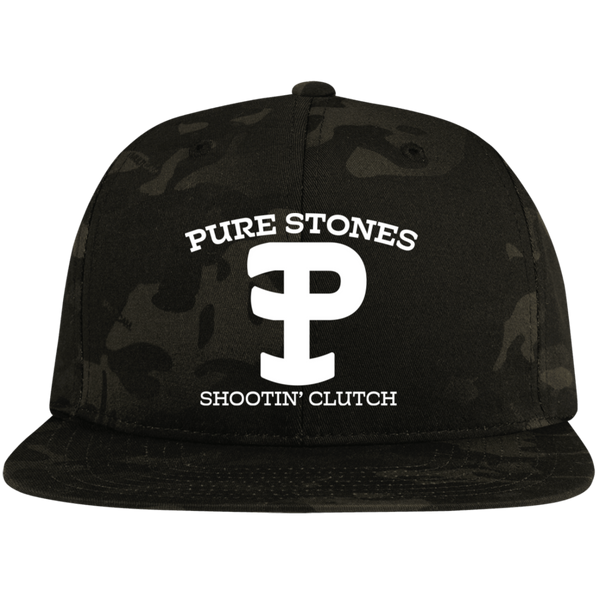 Pure Stones Embroidered Flat Bill High-Profile Snapback Hat